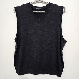 Hart Schaffner Marx 2XB Merino Wool Pullover Sweater Vest Dark Gray V-neck READ